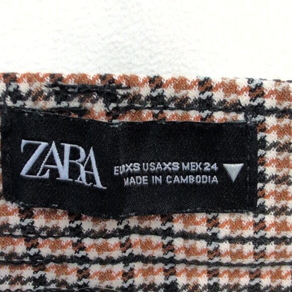 Zara Tan Plaid Skinny Pants, XS - Picture 4 of 9